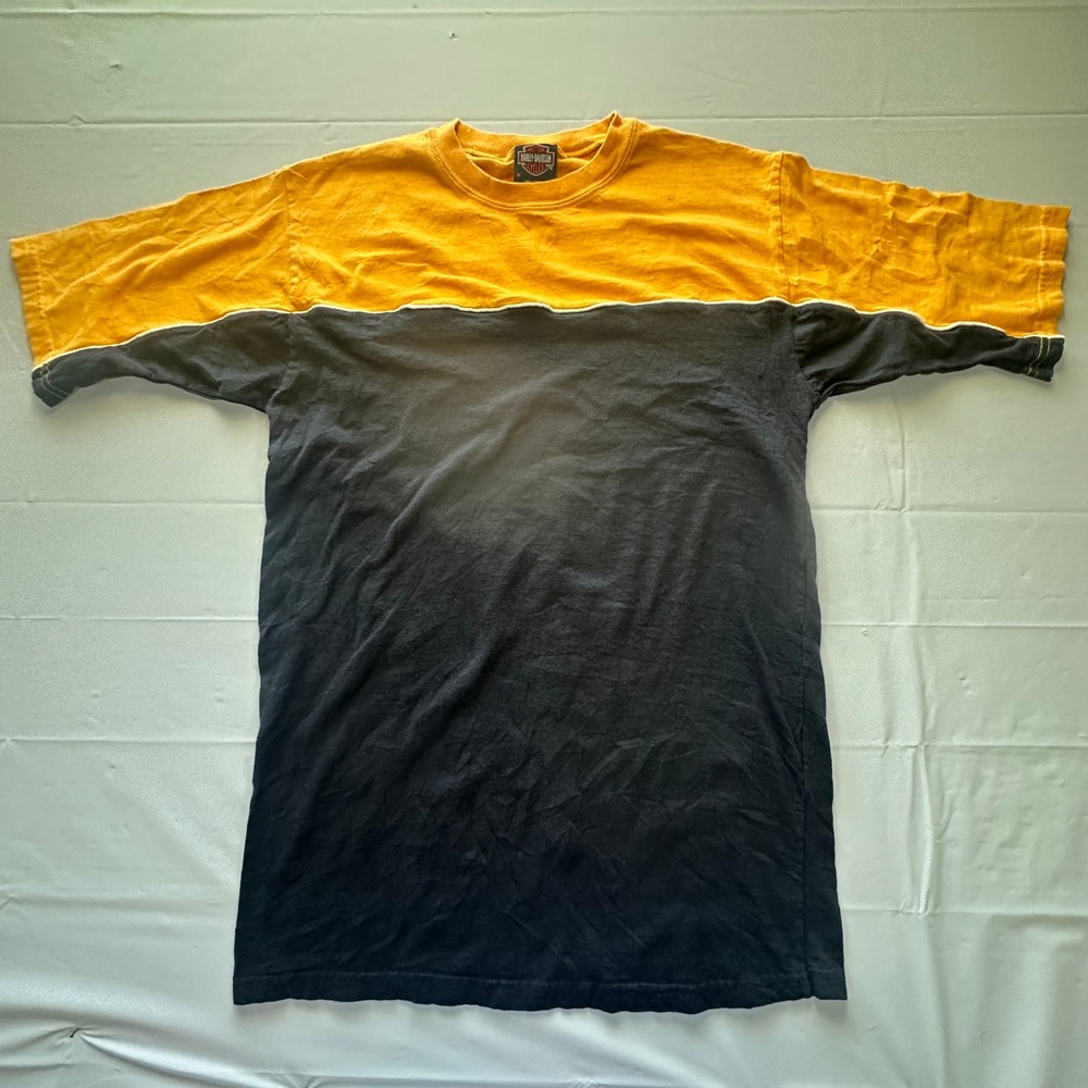 Harley-Davidson T-Shirt Mens Medium Black Orange Color Block R.K. Stratman USA